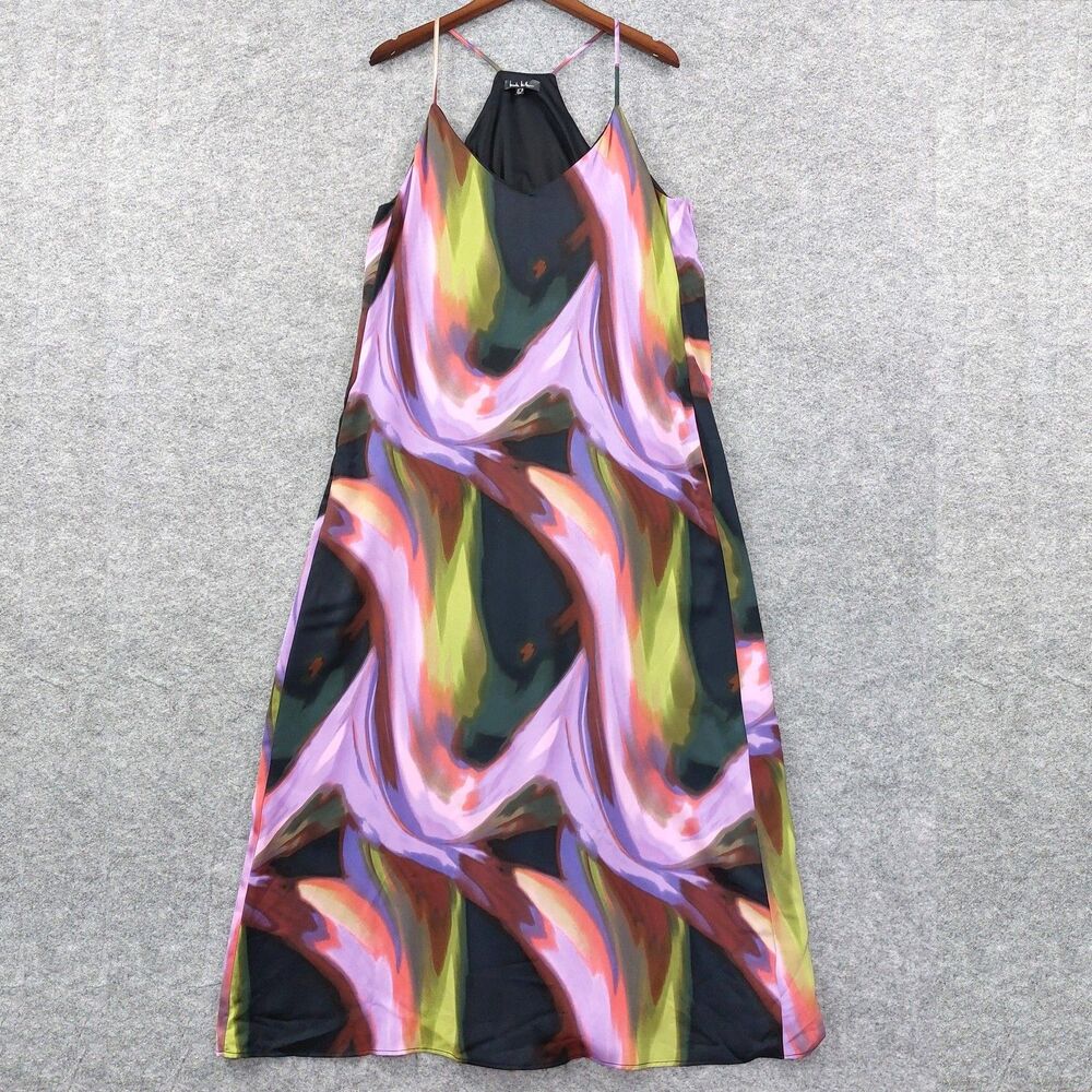Nicole Miller Multicolor Abstract Maxi Dress - Black, Pink, Green